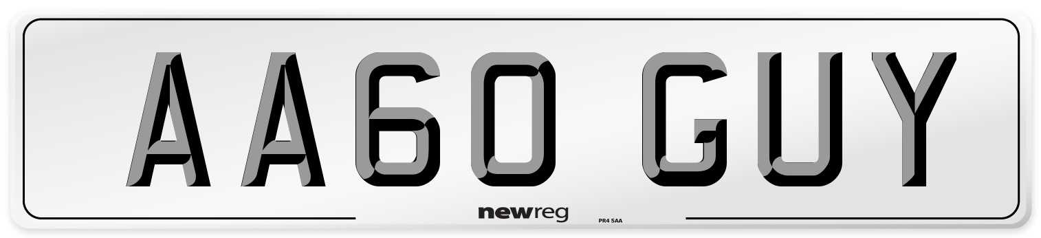 AA60 GUY Number Plate from New Reg